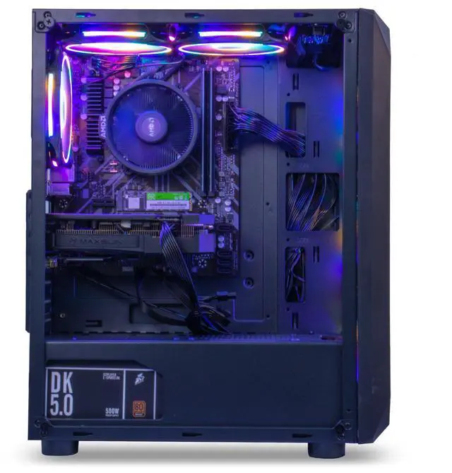 Alt view image 6 of 7 - MXZ Gaming PC Computer AMD Ryzen 5 3600, GeForce RTX 2060, 8GB*2(16GB) DDR4, NVME M2 500GB, 5 RGB Fans, Windows 11 Pro Ready to Use, Gamer Desktop Computer