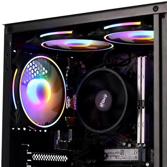 Alt view image 2 of 6 - MXZ Gaming PC Desktop Computer, AMD Ryzen 5 5600GT 3.6GHz, AMD Radeon RX Vega 7 Graphics,16GB DDR4, NVME 1TB SSD, 6RGB Fans, Win 11 Pro Ready, Gamer Desktop Computer