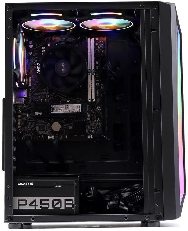 Alt view image 4 of 6 - MXZ Gaming PC Desktop Computer, AMD Ryzen 5 5600GT 3.6GHz, AMD Radeon RX Vega 7 Graphics,16GB DDR4, NVME 1TB SSD, 6RGB Fans, Win 11 Pro Ready, Gamer Desktop Computer