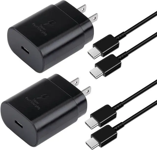 Alt view image 2 of 4 - Samsung 25W Wall Charger Fast Charging and 3ft Type C Cable | 2 Pack |  For Samsung Galaxy S20/S10 5G /Note 10/Note 10 Plus/Note 20/S9 S8/S10e,iPad Pro 12.9/11,Google Pixel 3a 4 3 2/Pixel 2 XL 3XL 4XL