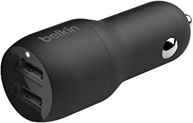 Main image of belkin ccb001btbk dual usb car charger 24w (boost charge dual port car charger, 2-port usb car charger) iphone car charger, android car charger, black