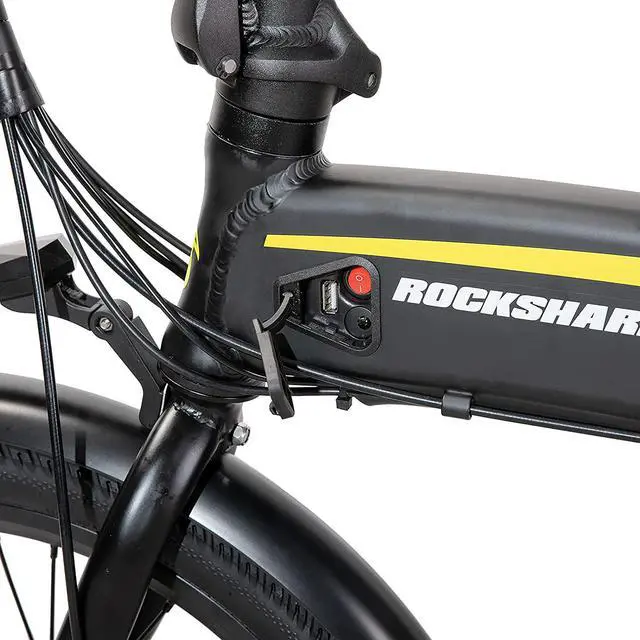 Alt view image 4 of 7 - ROCKSHARK Electric Bike Aluminum 20 inch Electric Folding Bike Shimano 7 Speed Disc Brake Lightweight & Aluminum Folding Ebike
