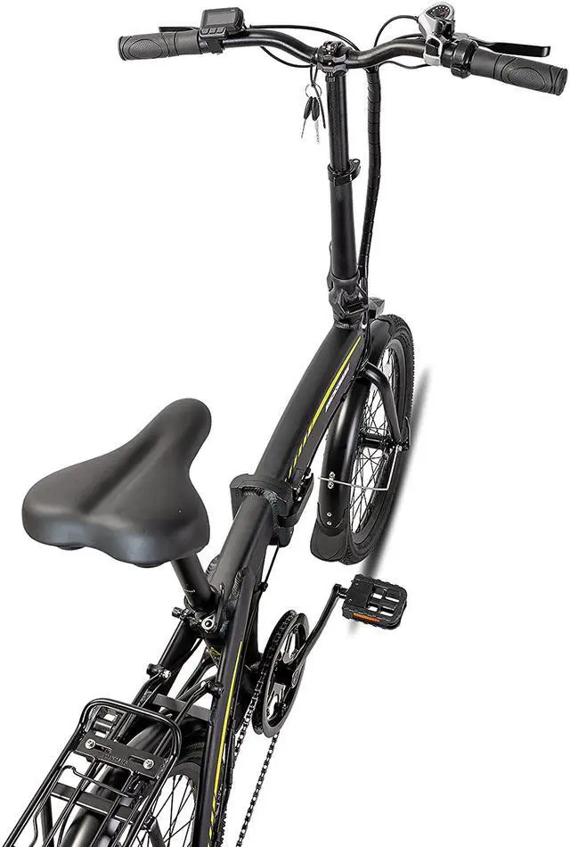 Alt view image 3 of 7 - ROCKSHARK Electric Bike Aluminum 20 inch Electric Folding Bike Shimano 7 Speed Disc Brake Lightweight & Aluminum Folding Ebike