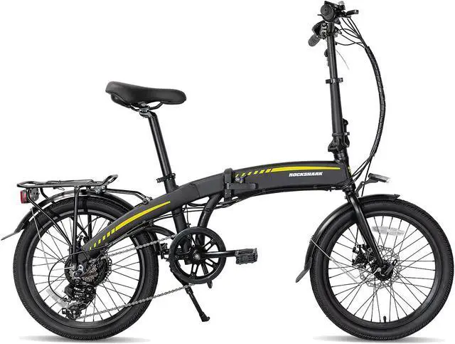 Alt view image 8 of 7 - ROCKSHARK Electric Bike Aluminum 20 inch Electric Folding Bike Shimano 7 Speed Disc Brake Lightweight & Aluminum Folding Ebike