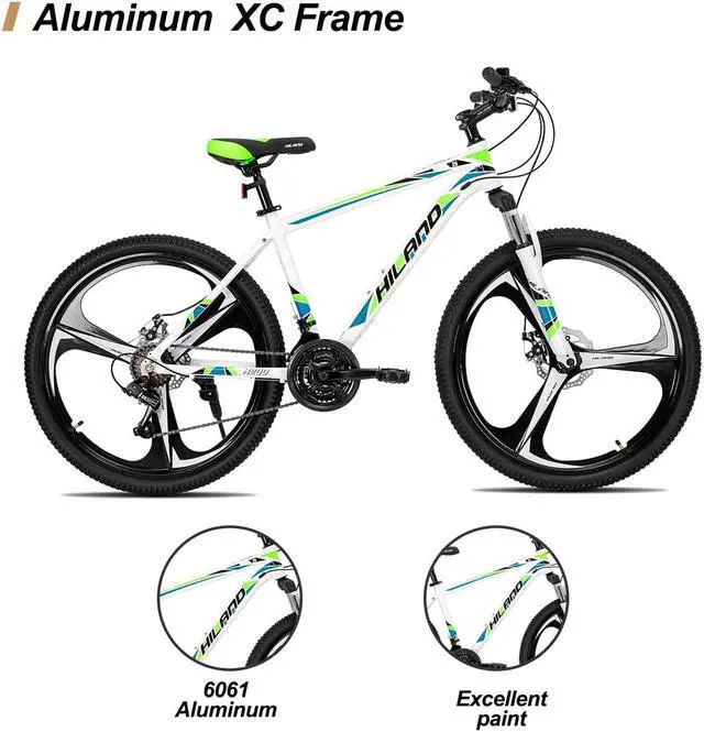 Alt view image 2 of 6 - Hiland Mountain Bike, Shimano 21 Speeds Drivetrain, Aluminum Frame 26 Inch Wheels with Disc-Brake 3-Spoke for Men Women Men's MTB Bicycle