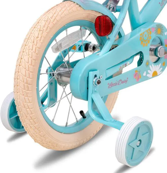 Alt view image 6 of 6 - JOYSTAR Little Daisy Kids Bike for 2-7 Years Girls with Training Wheels & Front Handbrake,12 14 16 Inch , Blue Pink White