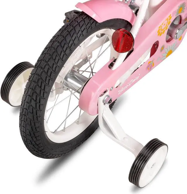 Alt view image 6 of 6 - JOYSTAR Little Daisy Kids Bike for 2-7 Years Girls with Training Wheels & Front Handbrake,12 14 16 Inch , Blue Pink White