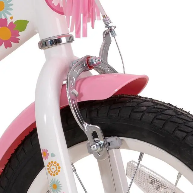 Alt view image 5 of 6 - JOYSTAR Little Daisy Kids Bike for 2-7 Years Girls with Training Wheels & Front Handbrake,12 14 16 Inch , Blue Pink White