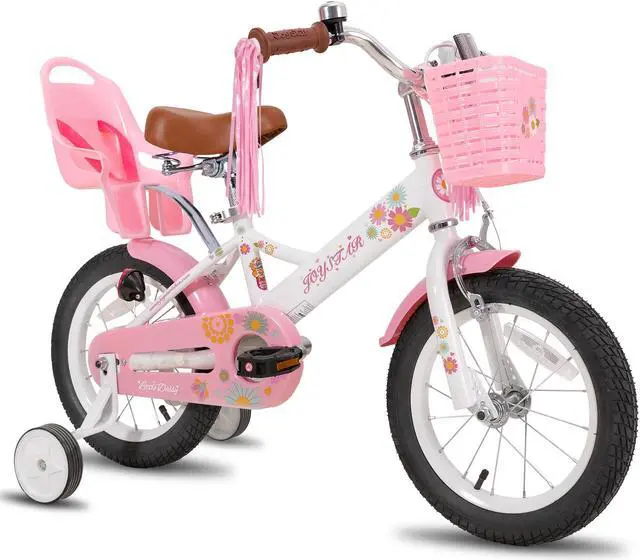 Main image of JOYSTAR Little Daisy Kids Bike for 2-7 Years Girls with Training Wheels & Front Handbrake,12 14 16 Inch , Blue Pink White