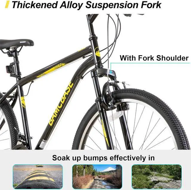 Alt view image 3 of 6 - Hiland 26 27.5 Inch Mountain Bike, Men's Women's MTB with 21 Speeds, High-Tensile Steel Frame, V Brake, Hardtail Bicycle for Adults