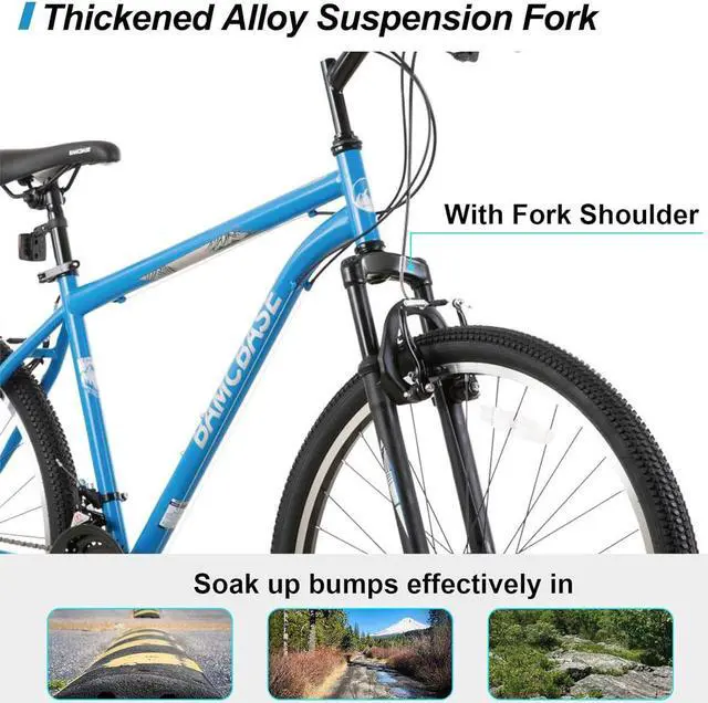 Alt view image 3 of 7 - Hiland 26 27.5 Inch Mountain Bike, Men's Women's MTB with 21 Speeds, High-Tensile Steel Frame, V Brake, Hardtail Bicycle for Adults