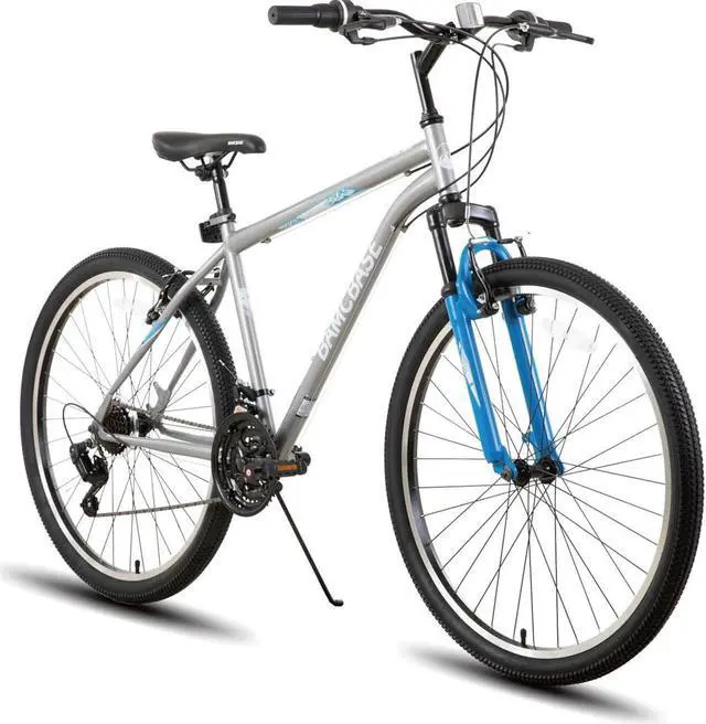 Main image of Hiland 26 27.5 Inch Mountain Bike, Men's Women's MTB with 21 Speeds, High-Tensile Steel Frame, V Brake, Hardtail Bicycle for Adults 27 in. Grey