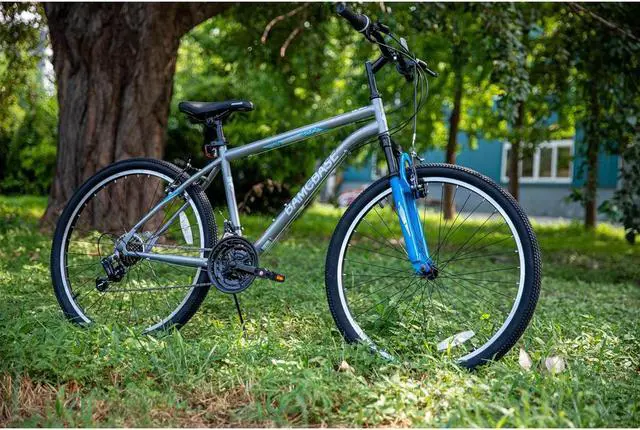 Alt view image 7 of 7 - Hiland 26 27.5 Inch Mountain Bike, Men's Women's MTB with 21 Speeds, High-Tensile Steel Frame, V Brake, Hardtail Bicycle for Adults 27 in. Grey