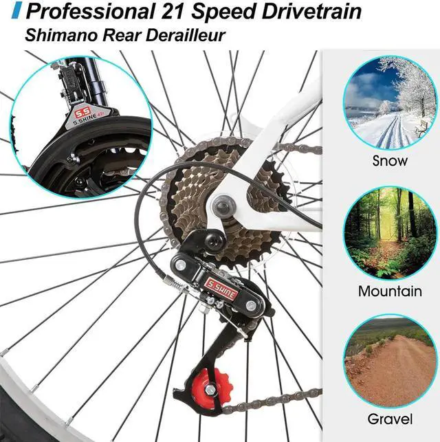 Alt view image 3 of 6 - HILAND 26 27.5 Inch Mountain Bike, High-Tensile Steel Frame, 21 Speeds, V Brake, Hardtail Bicycle for Men and Women, Ideal MTB for Adults