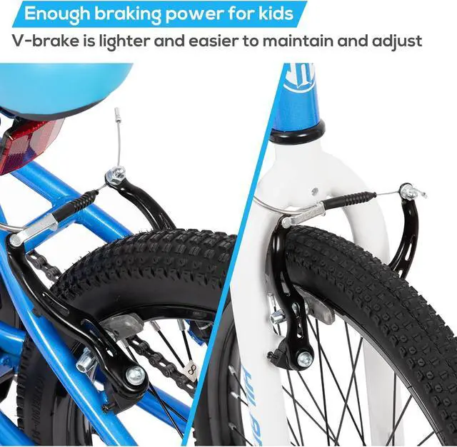 Alt view image 4 of 7 - Hiland 20 inch Kids Mountain Bike for Boys and Girls, Single Speed with Dual Handbrakes, Kickstand, Multiple Color