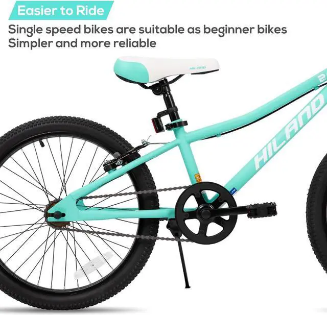 Alt view image 5 of 6 - Hiland 20 inch Kids Mountain Bike for Boys and Girls, Single Speed with Dual Handbrakes, Kickstand, Multiple Color