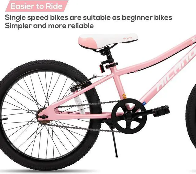 Alt view image 5 of 6 - Hiland 20 inch Kids Mountain Bike for Boys and Girls, Single Speed with Dual Handbrakes, Kickstand, Multiple Color