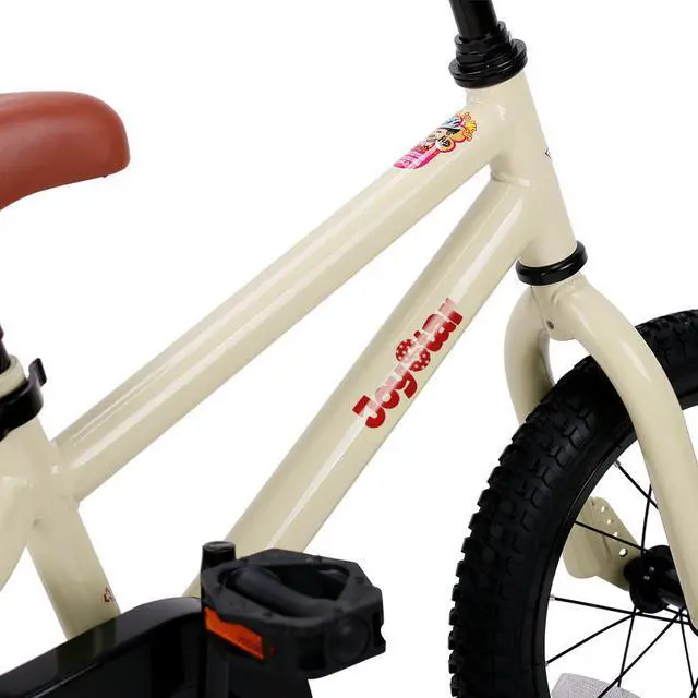 Alt view image 6 of 7 - JOYSTAR Totem Kids Bike for 2-9 Years Old Boys Girls, BMX Style Kid Bicycles 12 14 16 18 Inch with Training Wheels, 18 Inch Children Bikes with Kickstand and Handbrake 14" Beige