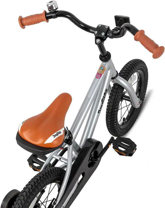 Alt view image 4 of 7 - JOYSTAR Totem Kids Bike for 2-9 Years Old Boys Girls, BMX Style Kid Bicycles 12 14 16 18 Inch with Training Wheels, 18 Inch Children Bikes with Kickstand and Handbrake 14" Silver