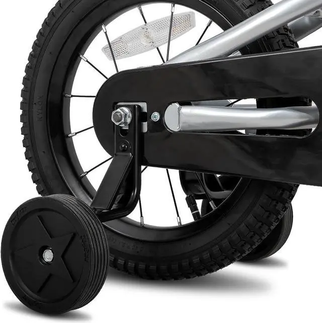 Alt view image 7 of 7 - JOYSTAR Totem Kids Bike for 2-9 Years Old Boys Girls, BMX Style Kid Bicycles 12 14 16 18 Inch with Training Wheels, 18 Inch Children Bikes with Kickstand and Handbrake 14" Silver