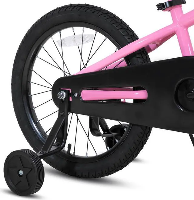Alt view image 6 of 7 - JOYSTAR Totem Kids Bike for 2-9 Years Old Boys Girls, BMX Style Kid Bicycles 12 14 16 18 Inch with Training Wheels, 18 Inch Children Bikes with Kickstand and Handbrake 18" Pink