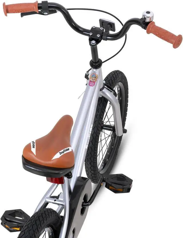 Alt view image 6 of 7 - JOYSTAR Totem Kids Bike for 2-9 Years Old Boys Girls, BMX Style Kid Bicycles 12 14 16 18 Inch with Training Wheels, 18 Inch Children Bikes with Kickstand and Handbrake 18" Silver