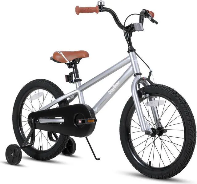 Main image of JOYSTAR Totem Kids Bike for 2-9 Years Old Boys Girls, BMX Style Kid Bicycles 12 14 16 18 Inch with Training Wheels, 18 Inch Children Bikes with Kickstand and Handbrake 18" Silver