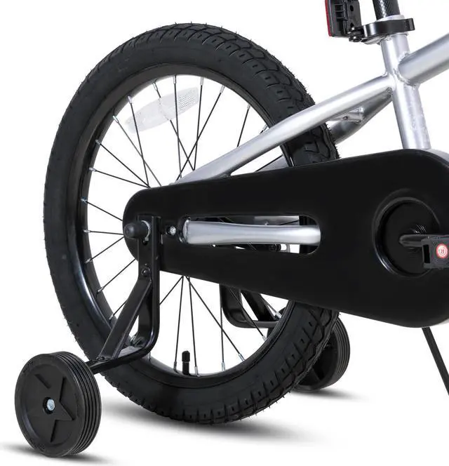 Alt view image 5 of 7 - JOYSTAR Totem Kids Bike for 2-9 Years Old Boys Girls, BMX Style Kid Bicycles 12 14 16 18 Inch with Training Wheels, 18 Inch Children Bikes with Kickstand and Handbrake 18" Silver