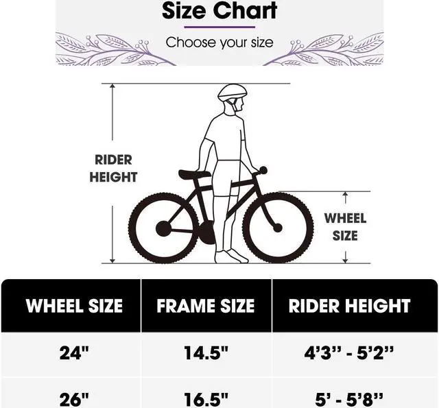 Alt view image 6 of 6 - Hiland 26 27.5 Inch Mountain Bike, High-Tensile Steel Frame, 21 Speeds, V Brake, Hardtail Bicycle for Men and Women, Ideal MTB for Adults 26 in. Purplish White