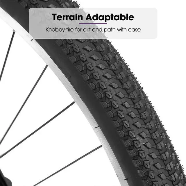 Alt view image 4 of 6 - Hiland 26 27.5 Inch Mountain Bike, High-Tensile Steel Frame, 21 Speeds, V Brake, Hardtail Bicycle for Men and Women, Ideal MTB for Adults 26 in. Purplish White