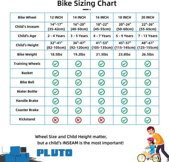 Alt view image 6 of 6 - JOYSTAR Pluto Kids Bike 12 14 16 18 20 Inch Children's Bicycle for Boys Girls Age 3-12 Years, Kids' Bicycles with Light Up Training Wheels, Multiple Colors
