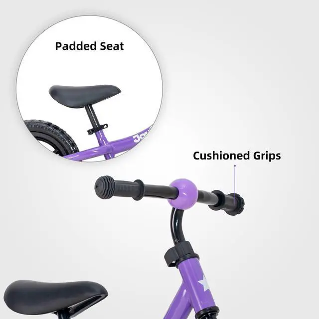 Alt view image 13 of 15 - Joystar Marcher No Pedal 12" Age 1.5 to 5 Toddler Training Balance Bike, Purple