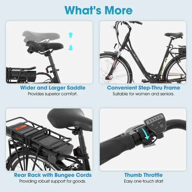 Alt view image 6 of 7 - HILAND Electric Bike for Adults, Women's and Men's 700C EBike 250W, 36V 7.8Ah Removable Battery, 20 MPH Electric Bicycle Commuter Cruiser, 7-Speed, Step Through
