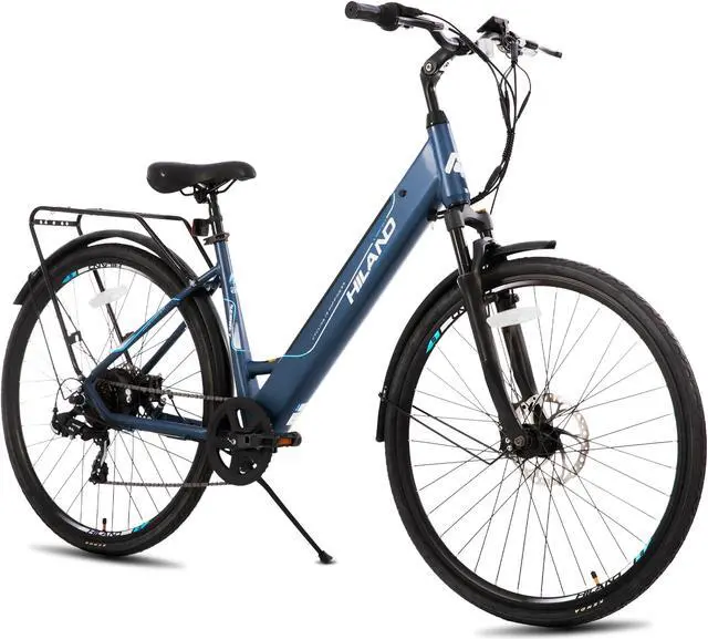 Main image of HILAND Electric Bike for Adults 350W, 700C EBike for Men Women, 36V 7.8Ah Removable Battery, 7-Speed Commuter Cruiser Electric Bicycle, 20 MPH, Step-Through, Blue