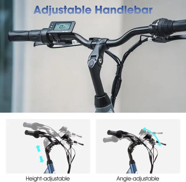 Alt view image 3 of 7 - HILAND Electric Bike for Adults 350W, 700C EBike for Men Women, 36V 7.8Ah Removable Battery, 7-Speed Commuter Cruiser Electric Bicycle, 20 MPH, Step-Through, Blue