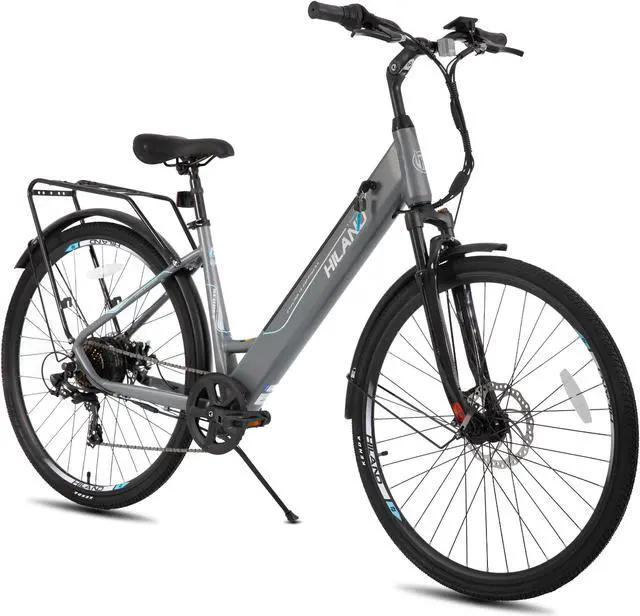 Main image of HILAND Electric Bike for Adults 350W, 700C EBike for Men Women, 36V 7.8Ah Removable Battery, 7-Speed Commuter Cruiser Electric Bicycle, 20 MPH, Step-Through, Grey