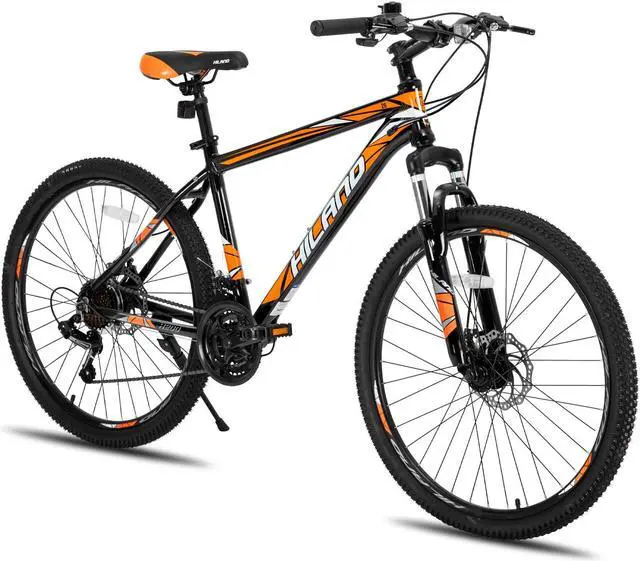 Main image of HILAND Mountain Bike, 3/6/Multi-Spokes, 21 Speeds Drivetrain, Aluminum Frame 26 Inch Wheels, Disc-Brake Bike for Men Women Men's MTB Bicycle spoked wheel