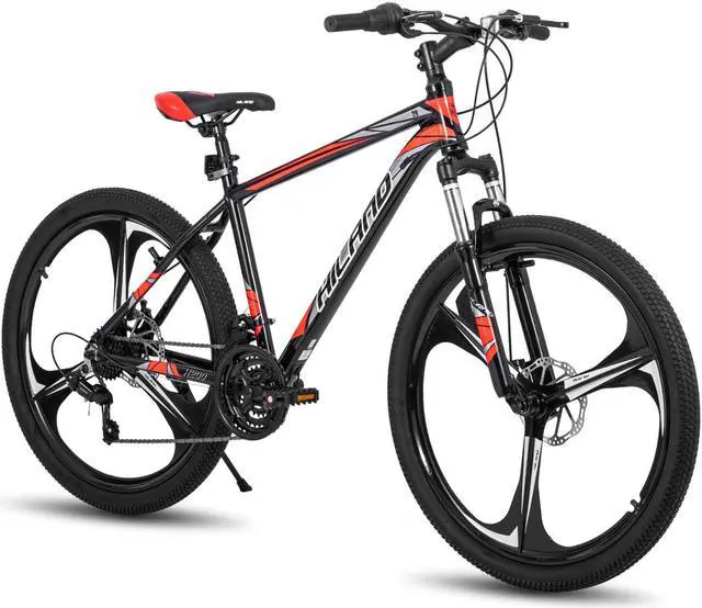 Main image of HILAND Mountain Bike, 3/6/Multi-Spokes, 21 Speeds Drivetrain, Aluminum Frame 26 Inch Wheels, Disc-Brake Bike for Men Women Men's MTB Bicycle 3 - spoke wheel Black