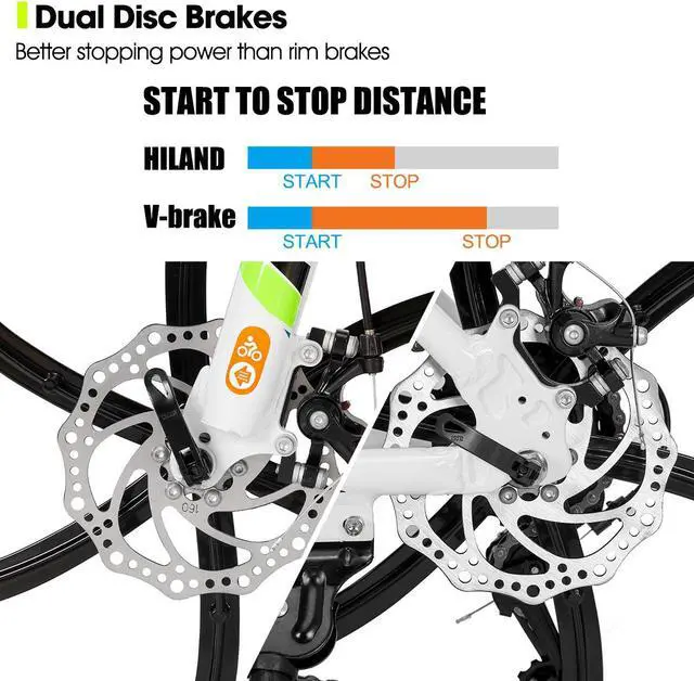 Alt view image 4 of 6 - HILAND Mountain Bike, 3/6/Multi-Spokes, 21 Speeds Drivetrain, Aluminum Frame 26 Inch Wheels, Disc-Brake Bike for Men Women Men's MTB Bicycle 6 - spoke wheel White