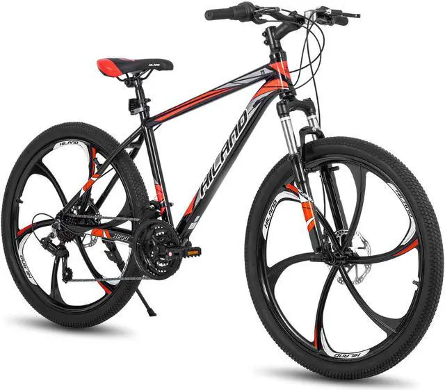 Main image of HILAND Mountain Bike, 3/6/Multi-Spokes, 21 Speeds Drivetrain, Aluminum Frame 26 Inch Wheels, Disc-Brake Bike for Men Women Men's MTB Bicycle 6 - spoke wheel Black