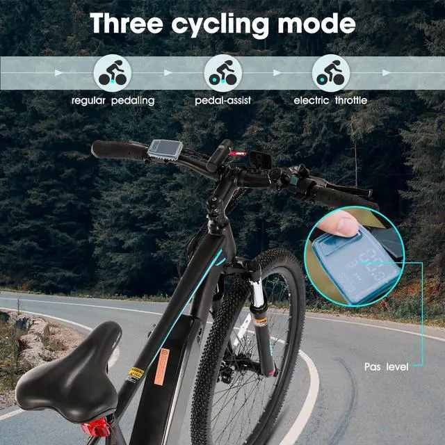 Alt view image 4 of 7 - HILAND 26" Electric Bike for Adults with 500W Brushless Motor, 40Miles 20MPH Commuting Electric Mountain Bike for Women Men, Removable Battery, 7-Speed, Front Fork Suspension, Black