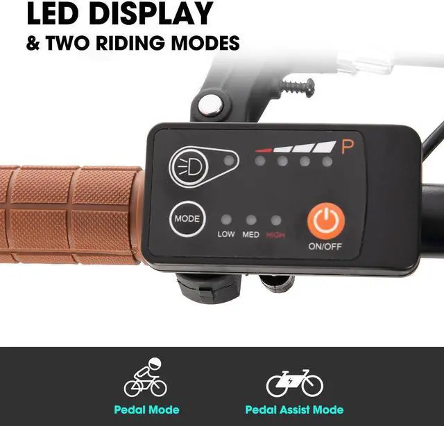 Alt view image 6 of 7 - HILAND 700C Road Electric Bike for Adults, Commuting Ebike for Men Women with LED Display, 250W Motor, 36V Removable Battery, 20 MPH, Lightweight E Bicycle Dual Brakes, White