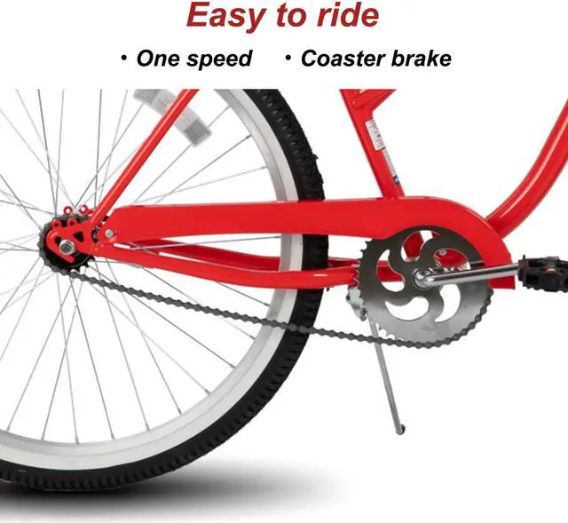 Alt view image 6 of 7 - HILAND 26 Inch Womens Beach Cruiser Bike, Single Speed Commuter Bicycle with Rear Coaster Brake, Low Step-Through Frame, Comfortable Seat with Dual Springs, City Hybrid Bike for Women Men Adult
