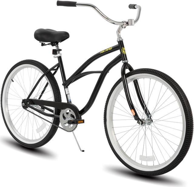 Main image of HILAND 26 Inch Womens Beach Cruiser Bike, Single Speed Commuter Bicycle with Rear Coaster Brake, Low Step-Through Frame, Comfortable Seat with Dual Springs, City Hybrid Bike for Women Men Adult, Black