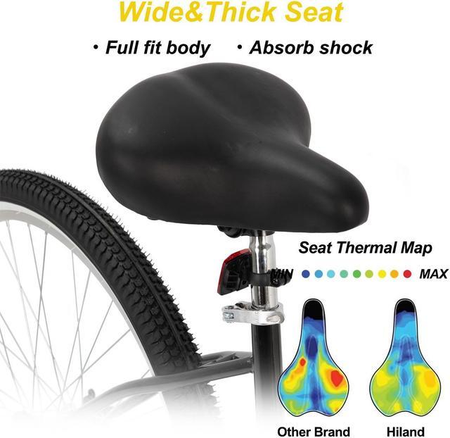 Alt view image 4 of 7 - HILAND 26 Inch Womens Beach Cruiser Bike, Single Speed Commuter Bicycle with Rear Coaster Brake, Low Step-Through Frame, Comfortable Seat with Dual Springs, City Hybrid Bike for Women Men Adult, Black