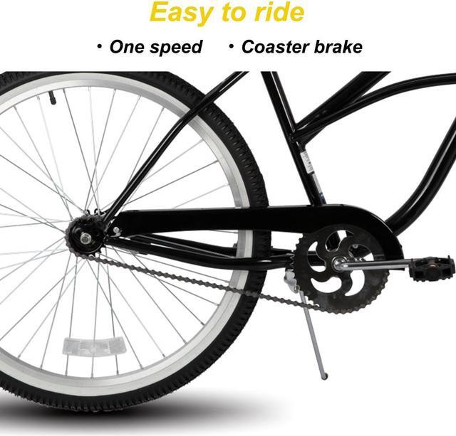 Alt view image 5 of 7 - HILAND 26 Inch Womens Beach Cruiser Bike, Single Speed Commuter Bicycle with Rear Coaster Brake, Low Step-Through Frame, Comfortable Seat with Dual Springs, City Hybrid Bike for Women Men Adult, Black