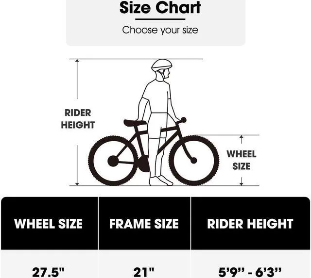 Alt view image 7 of 7 - HILAND Electric Bike for Men Women, Adult 27.5" Commuting Mountain E-Bike with Suspension Fork, 350W 36V Motor, Removable Battery, 21 Speed 20 MPH