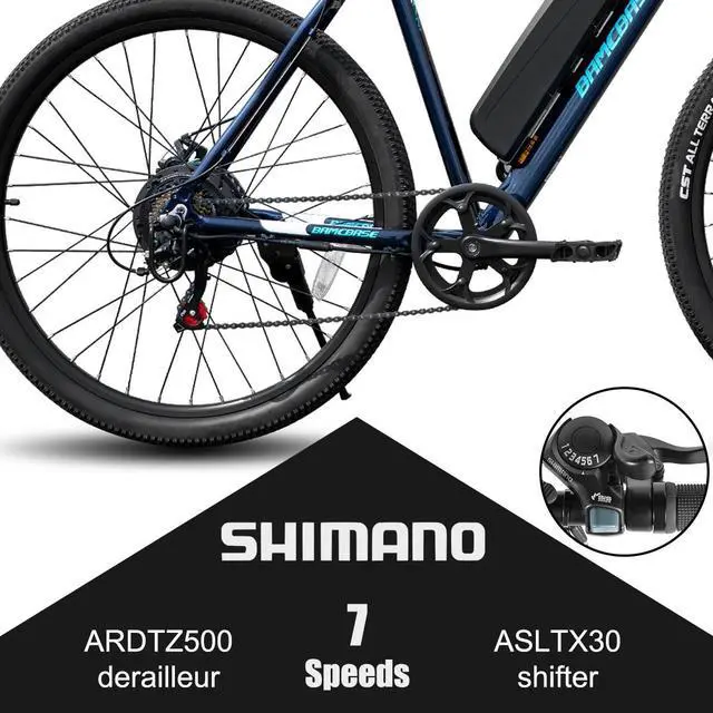 Alt view image 6 of 7 - HILAND Electric Bike for Men Women, Adult 27.5" Commuting Mountain E-Bike with Suspension Fork, 350W 36V Motor, Removable Battery, 21 Speed 20 MPH
