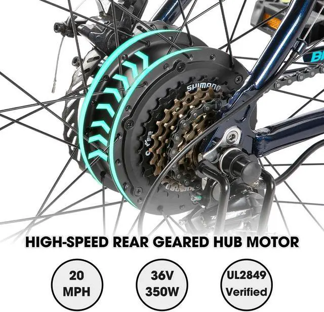 Alt view image 3 of 7 - HILAND Electric Bike for Men Women, Adult 27.5" Commuting Mountain E-Bike with Suspension Fork, 350W 36V Motor, Removable Battery, 21 Speed 20 MPH