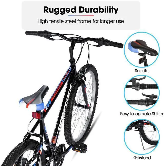 Alt view image 2 of 6 - HILAND 24 26 Inch Mountain Bike with 21 - Speed for Men Women, High - Carbon Steel Frame, Sport Cycling MTB Bicycle for Adult